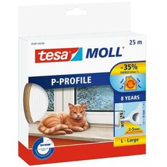 TESA P-Profile 25 m Fenster Dichtungsgummi Selbstklebend Weiß