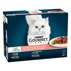 GOURMET Erlesene Streifen in Sauce mit Rind, Huhn, Lachs, Kanichen 12x85 g