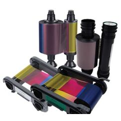 Evolis YMCKO Farbband 300 Seiten Schwarz, Cyan, Grau, Magenta, Gelb