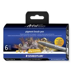 Staedtler Pigment Arts Brush Pen Greys & Caramels Filzstift Braun, Grau 6 Stück(e)