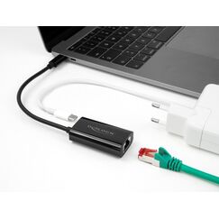 DeLOCK USB Type-C Adapter zu Gigabit LAN mit Power Delivery 100 Watt