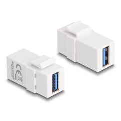DeLOCK Keystone Modul USB 3.0 A Buchse zu USB 3.0 A Buchse weiß (1:1), Farbe: Weiß