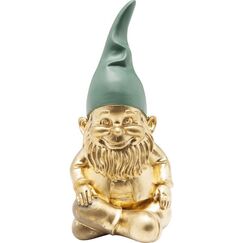 KARE Design 61590 Gartenfigur Gartenstatue Gnom Polyresin Gold, Grün