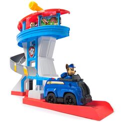 PAW Patrol - Lookout Tower, über 50 cm hoch, Hauptquartier Spielset mit 1 Basis Polizei-Fahrzeug, 2 Chase Figuren und Zubehör