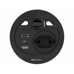 Max Hauri AG 80103002S10-3 Steckdose T13 + USB A + USB C + HDMI Schwarz