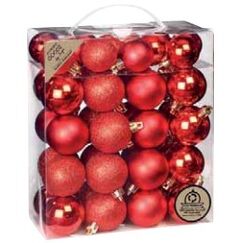 Inge‘s Christmas Decor 81240G003 Christbaumschmuck Kugel-Weihnachtsschmuck Kunststoff Rot 44 Stück(e)