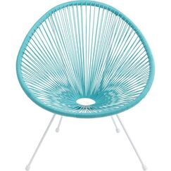 KARE Acapulco Gartenstuhl Abendessen, Lounge, Terrasse Schalensitz Netz-Rückenlehne Polyethylen, Stahl Türkis, Farbe: Türkis