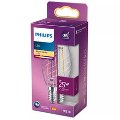 Philips Filament-Kerzenlampe, ST35, E14, transparent, 25 W