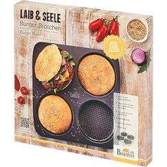 RBV Birkmann Burger Brötchen-Blech Laib und Seele 28x28cm Ø12cm 4-fach