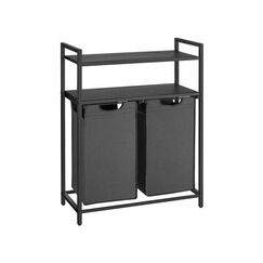 Songmics VASAGLE 2 x 46L Wäschekorb 92 l Rechteckig Stoff, MDF-Platten, Stahl Schwarz, Grau