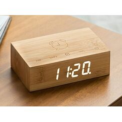 Gingko Design Flip Click Clock Digitaler Wecker Bambus, Farbe: Bambus
