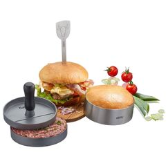 GEFU 89494 Hamburger-Presse Schwarz, Edelstahl Aluminium, Kunststoff, Edelstahl