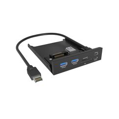 ICY BOX IB-HUB1419-i3, Front panel 3,5" mit USB Hub und Kartenleser, 2x USB-A 5 Gbit/s, 1x USB-C 5 Gbit/s, 1x USB-C 20 Gbit/s, 1x SD und 1x microSD 3.0