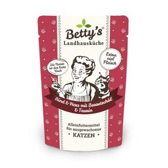 Betty's Landhausküche Frischebeutel Katze Rind & Herz mit Borretschöl 100g