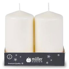 Müller Kerzen 20312165 Wachskerze Zylinder Vanillefarbe 2 Stück(e)