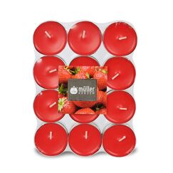 Müller Kerzen 24600024 Wachskerze Zylinder Erdbeere Rot 24 Stück(e)