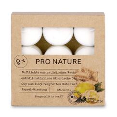 Müller Kerzen Pro Nature Wachskerze Rund Zitrone, Ingwer Weiß 9 Stück(e)