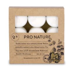 Müller Kerzen Pro Nature Wachskerze Rund Eukalyptus, Minze Weiß 9 Stück(e)