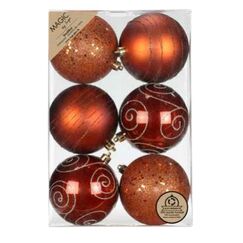Inge‘s Christmas Decor 81075 G046 Kugel-Weihnachtsschmuck Kunststoff Orange 6 Stück(e)