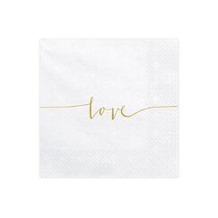PartyDeco SP33-22 Papierserviette Papier Weiß, Gold 20 Stück(e)