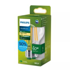 Philips Filament-Lampe, transparent, 60 W A60 E27