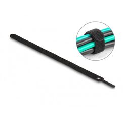 DeLOCK Klett-Kabelbinder L 250 x B 12 mm schwarz 10 Stück