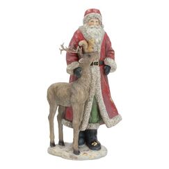 G. Wurm Santa Claus with deer Dekorative Statue & Figur Rot Polyresin