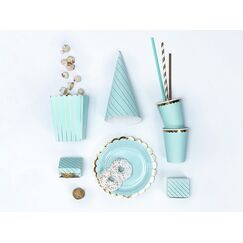 PartyDeco POP5-001J Einweg-Tablett Hellblau, Gold Papier
