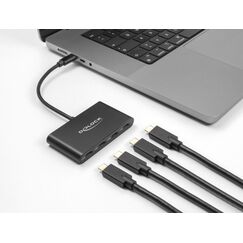 DeLOCK USB 3.2 Gen 1 USB Type-C Hub mit 3 x USB Type-C Buchse + 1 x USB Type-C PD 100 Watt