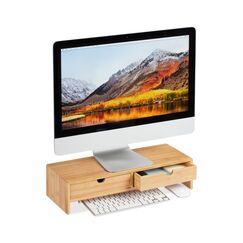 Relaxdays Monitorständer 2 Schubladen Tisch/Bank Natürlich/Natur