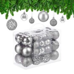 Relaxdays Weihnachtskugeln im 50er Set Kugel-Weihnachtsschmuck Kunststoff Mehrfarbig 50 Stück(e)