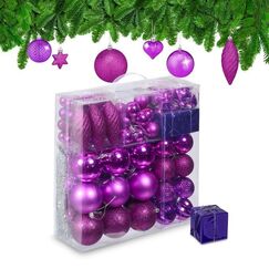Relaxdays Weihnachtskugeln im 110er Set Kugel-Weihnachtsschmuck Polystyrene Mehrfarbig 110 Stück(e)