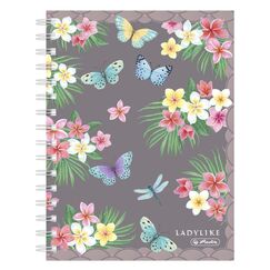 Herlitz Ladylike Butterflies Notizbuch A5 100 Blätter Grau, Mehrfarbig