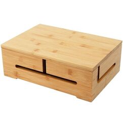 Relaxdays Kabelbox Bambus mit Magnetdeckel Universal Kabelgehäuse Natürlich/Natur 1 Stück(e)