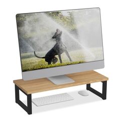Relaxdays Monitorständer Industrial Design Tisch/Bank Natürlich/Natur