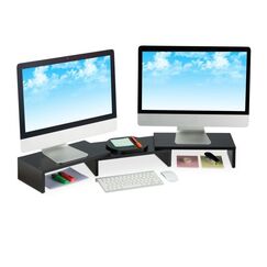 Relaxdays Monitorständer für 2 Monitore Tisch/Bank Schwarz