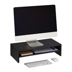 Relaxdays Monitorständer mit Zusatzablage Tisch/Bank Schwarz