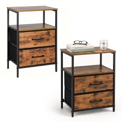 Relaxdays Nachttisch mit 2 Schubladen Nachtständer 2 Schublade(n) Holz