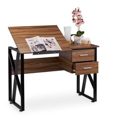 Relaxdays Schreibtisch neigbar Holz