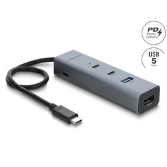DeLOCK 64378 Schnittstellen-Hub USB Typ-C 5000 Mbit/s Grau