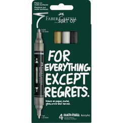 Faber-Castell 186010 Marker 4 Stück(e) Rundspitze Schwarz, Weiß, Silber, Gold