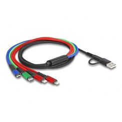 DeLOCK USB Ladekabel 4 in 1 USB Typ-A + USB-C zu 2 x Lightning / Micro USB / USB Type-C 1,20 m