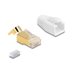 DeLOCK RJ45 Modularer Stecker mit Zugentlastung und Knickschutztülle für Cat.7 Rundkabel 25er Set