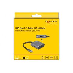 DeLOCK USB Type-C Splitter (DP Alt Mode) zu 2 x HDMI MST mit USB Type-C PD