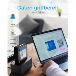 ICY BOX IB-1121-U3, DockingStation für 1x 2.5"/3.5" SATA I/II/III, USB 3.2 Gen 1, Netzteil, schwarz