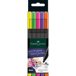Faber-Castell 151603 Fineliner Fein Hellgrün, Orange, Pink, Violett, Gelb 5 Stück(e)
