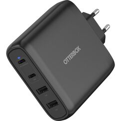 OTTERBOX Standard EU Wall Charger, Black 100W GaN, 2x USB-C, 2x USB-A