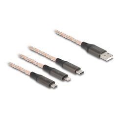 DeLOCK USB RGB Ladekabel 3 in 1 Typ-A zu Lightning / Micro USB / USB Type-C 1,20 m