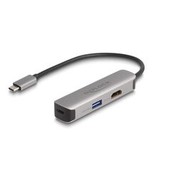 DeLOCK USB Type-C Adapter zu HDMI 4K 60 Hz mit USB Typ-A und USB Type-C Daten + PD 92 W