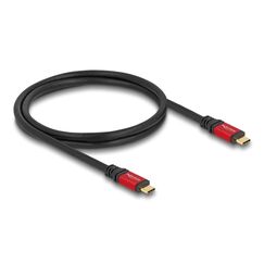 DeLOCK USB 2.0 Kabel USB Type-C Stecker zu Stecker PD 3.1 240 W E-Marker 1 m rot Metall, Länge: 1 m